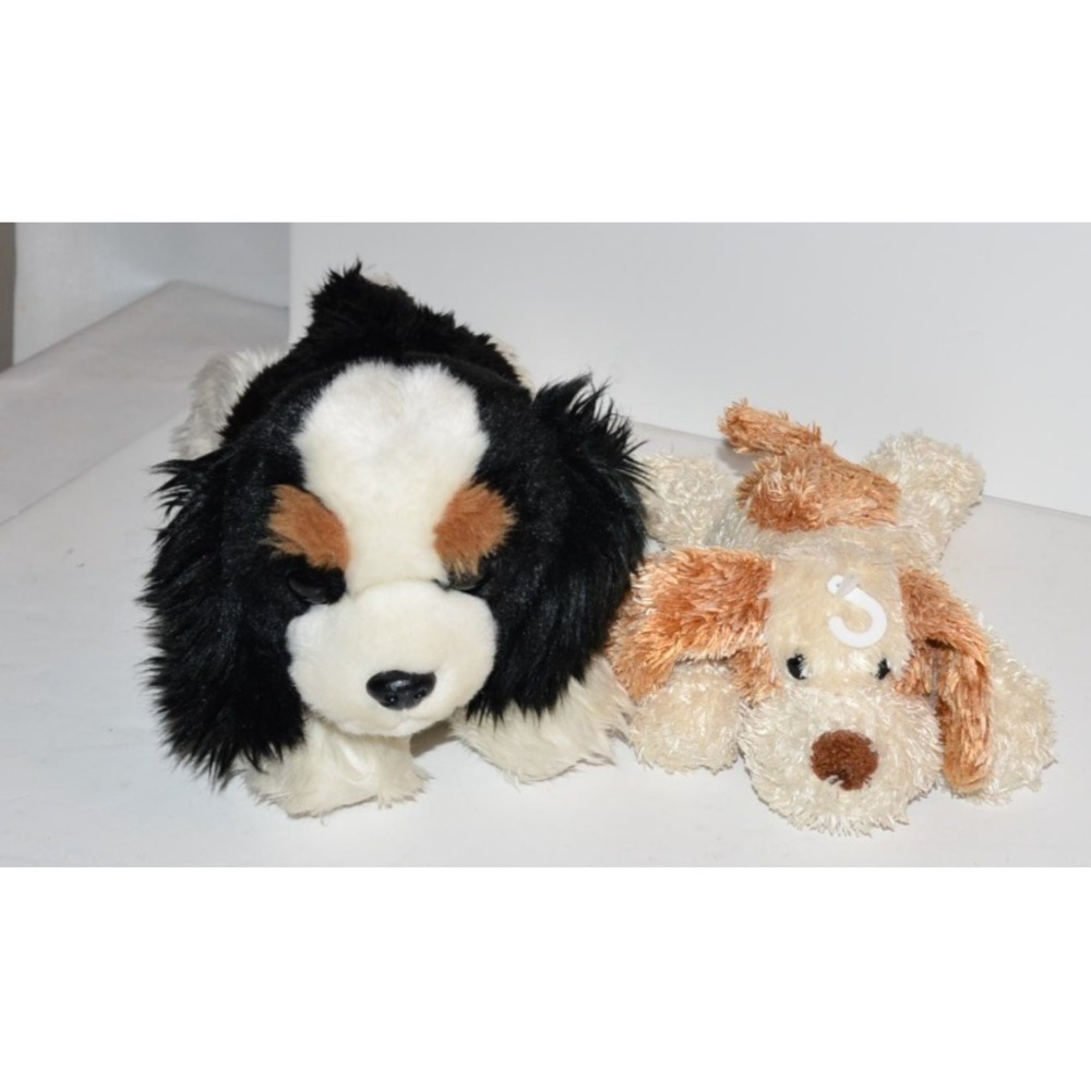 Aurora Plush Dog Spaniel 12 Inch & 8" brown white puppy flopsie 2 pc lot